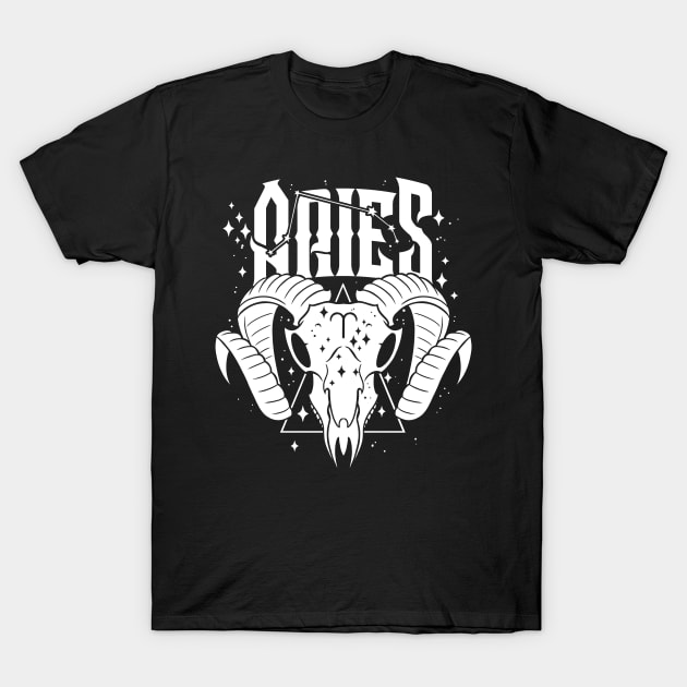 ARIES Storm Fire Witch Shirt Skull constellation T-Shirt by Juandamurai